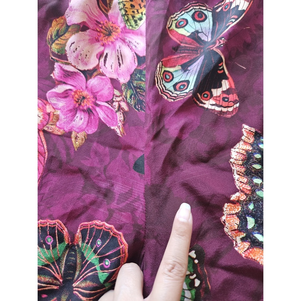 Johnny Was Silk Floral Butterfly Garden Prairie Tropical Pant Set S - Picture 16 of 16